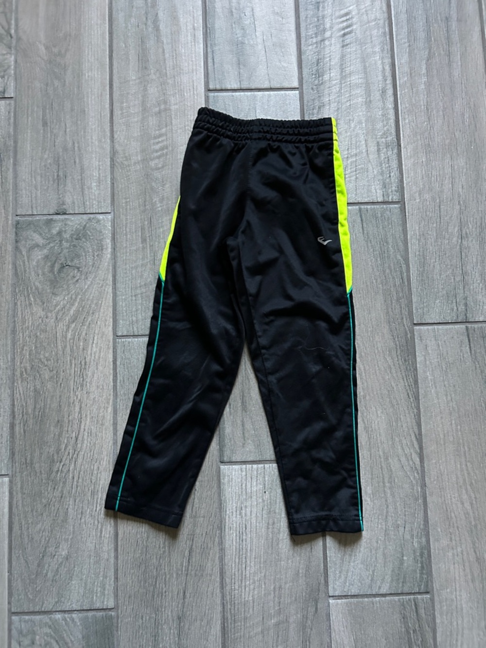 Kids Black Active Track Pants with Neon Yellow Accent
